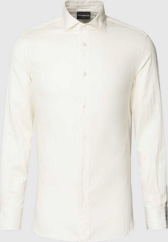 Emporio Armani Geperforeerd Verticaal Gestreept Overhemd White Heren