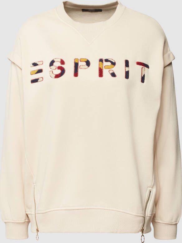 Esprit collection Sweatshirt met geribde ronde hals
