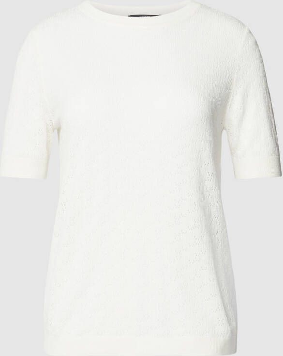 Esprit collection T-shirt van een mix van viscose en linnen met ajourpatroon