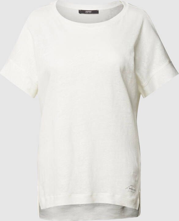 Esprit collection T-shirt van puur linnen met labeldetail