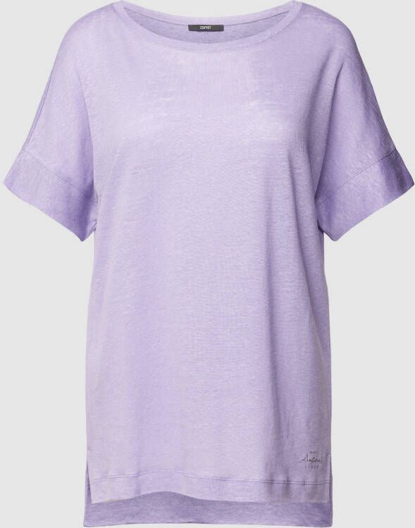 Esprit collection T-shirt van puur linnen met labeldetail