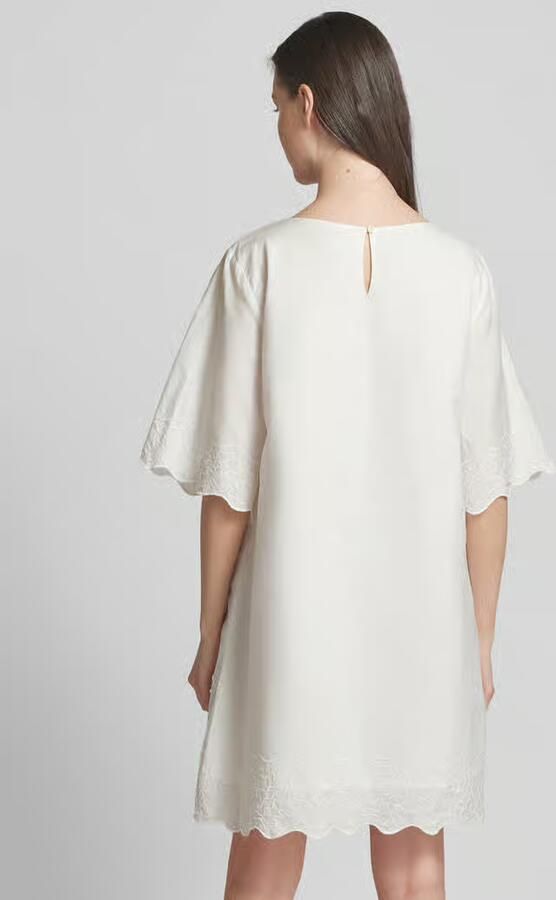 Esprit Mini-jurk in effen design met ronde hals