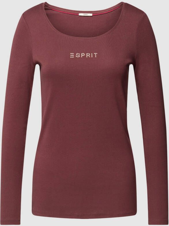 Esprit Shirt met lange mouwen in de nek met weefband verstevigd