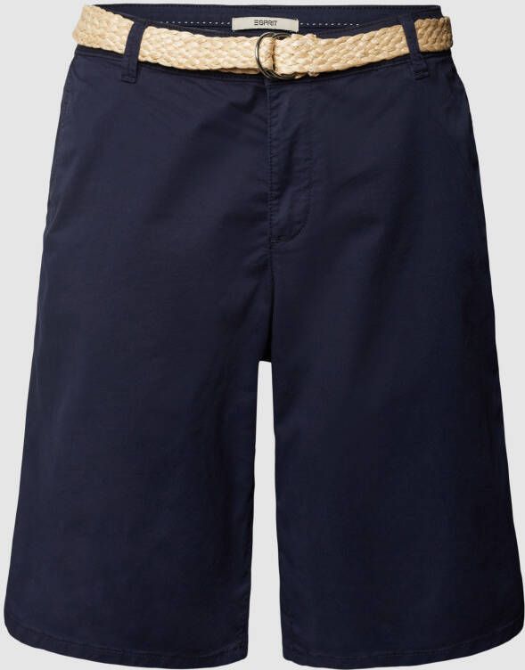 Esprit Regular fit korte broek met riem in gevlochten look