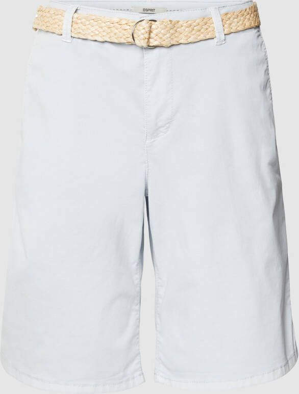 Esprit Regular fit korte broek met riem in gevlochten look