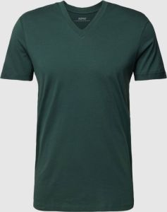 Esprit Slim fit T-shirt van gewaxt katoen met V-hals