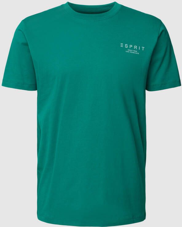 Esprit T-shirt in effen design met labelprint
