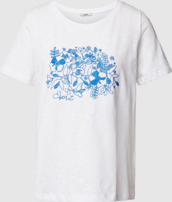 Esprit T-shirt met bloemenborduursels