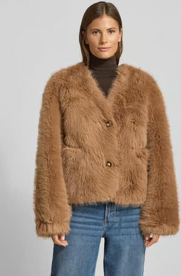Essentiel Antwerp Boxy fit webpelzjack met knoopsluiting model 'IJACKET' - Foto 2