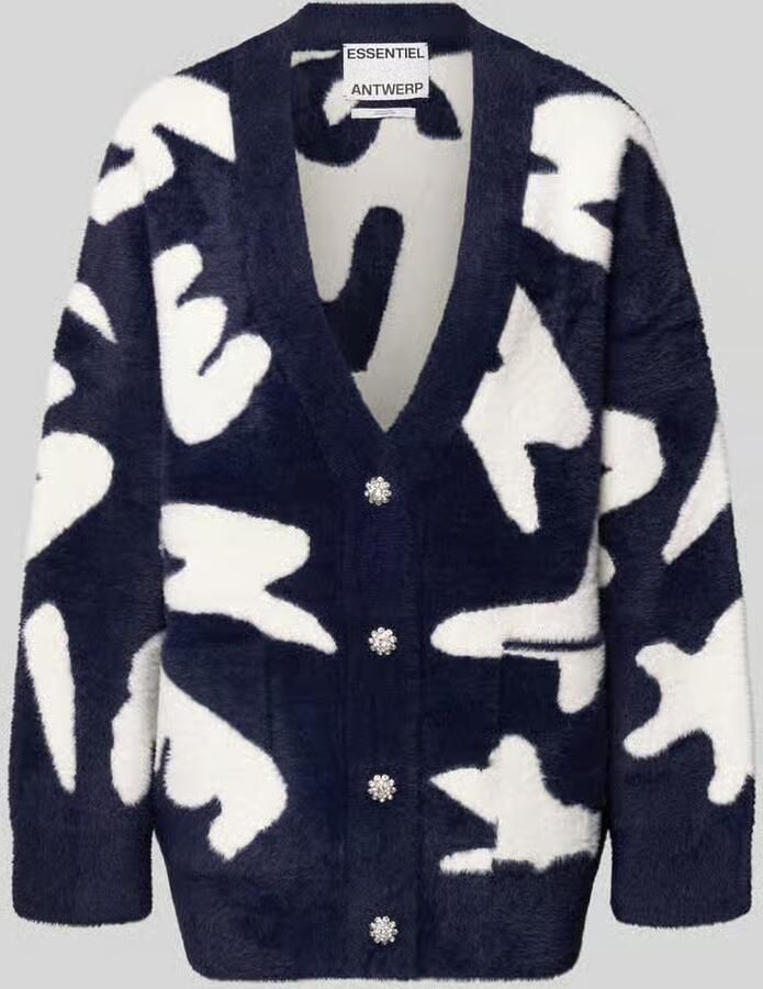 Essentiel Antwerp Comfort fit gebreid jack met all-over motief model 'JARDEN'