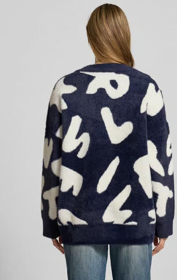 Essentiel Antwerp comfort fit gebreid jack met all-over motief model 'JARDEN'