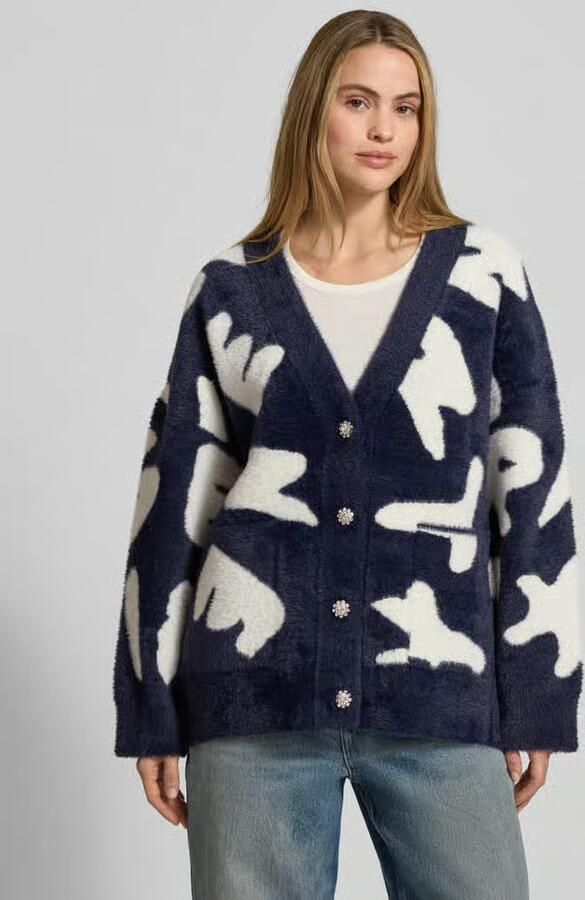 Essentiel Antwerp comfort fit gebreid jack met all-over motief model 'JARDEN' - Foto 4