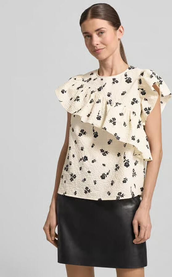 Essentiel Antwerp loose fit blouse met ruchesdetails model 'JOOJOO' - Foto 4