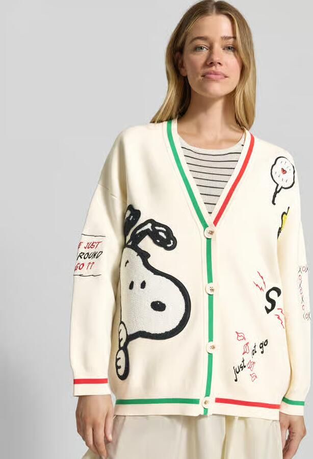 Essentiel Antwerp loose fit gebreid jack met viscose model 'JASEBALL SNOOPY EMBO'