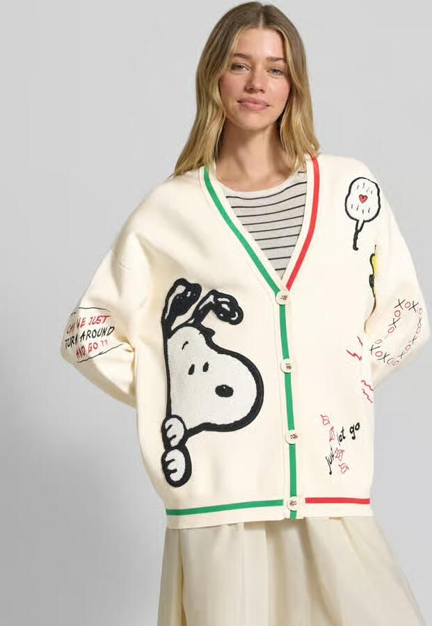Essentiel Antwerp loose fit gebreid jack met viscose model 'JASEBALL SNOOPY EMBO' - Foto 2