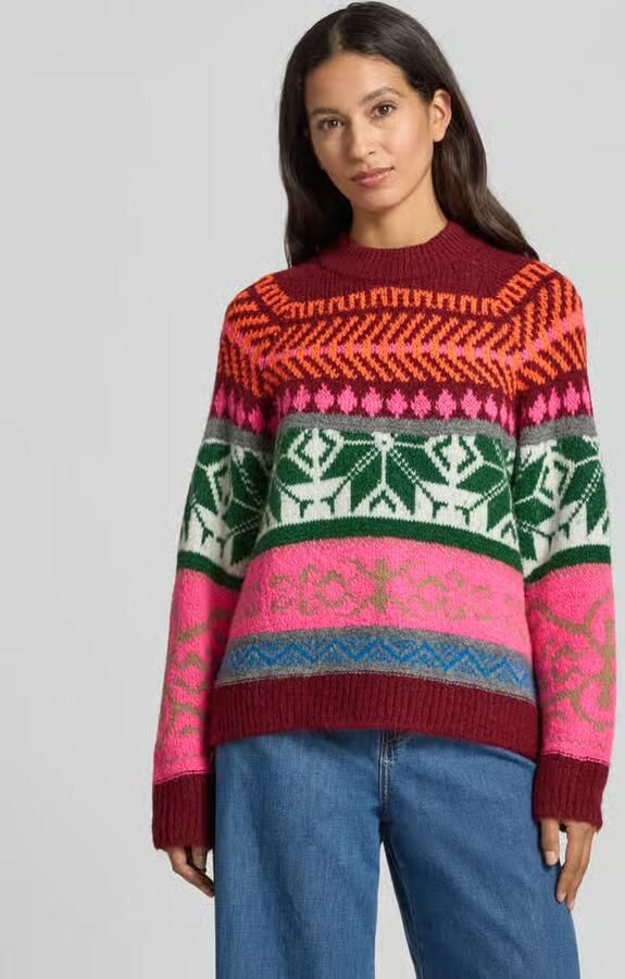 Essentiel Antwerp Loose fit gebreide pullover met meerkleurig motief model 'IRELANDO' - Foto 2