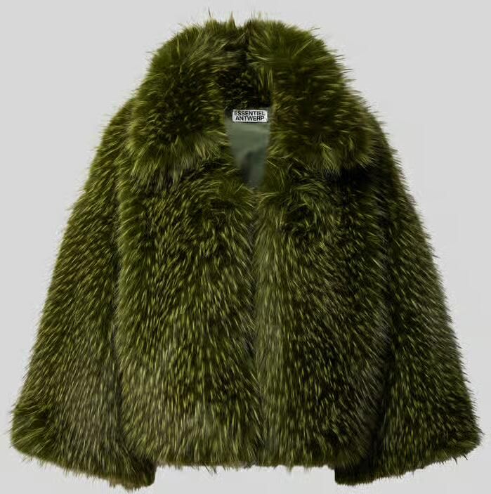Essentiel Antwerp Oversized imitatiebontjack in melangelook model 'KASTANJE'