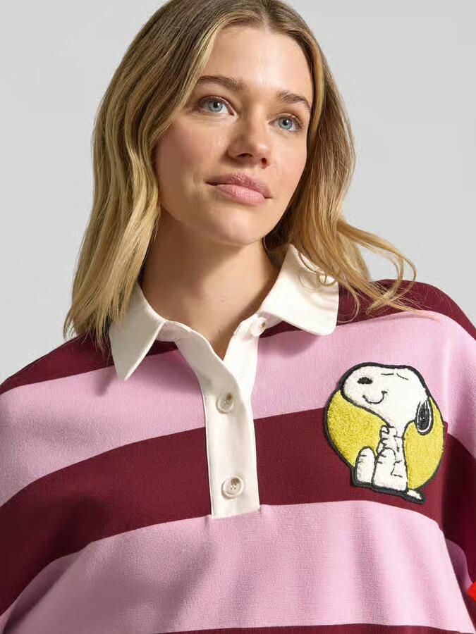 Essentiel Antwerp Oversized poloshirt van viscosemix model 'JICE STRIPED EMBO'
