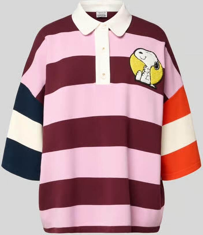 Essentiel Antwerp Oversized poloshirt van viscosemix model 'JICE STRIPED EMBO' - Foto 2