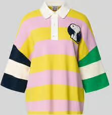 Essentiel Antwerp Oversized poloshirt van viscosemix model 'JICE STRIPED EMBO'