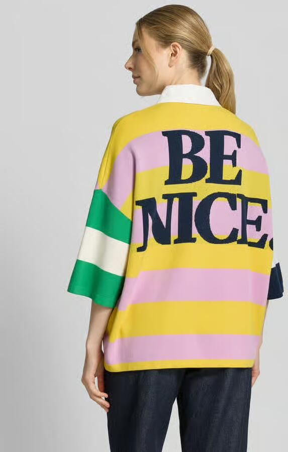 Essentiel Antwerp Oversized poloshirt van viscosemix model 'JICE STRIPED EMBO' - Foto 2