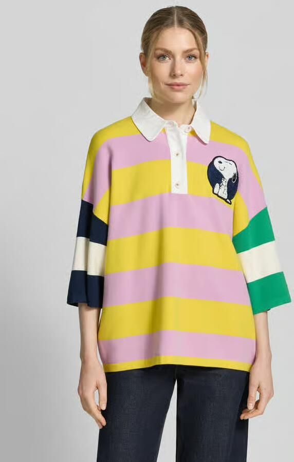 Essentiel Antwerp Oversized poloshirt van viscosemix model 'JICE STRIPED EMBO' - Foto 3