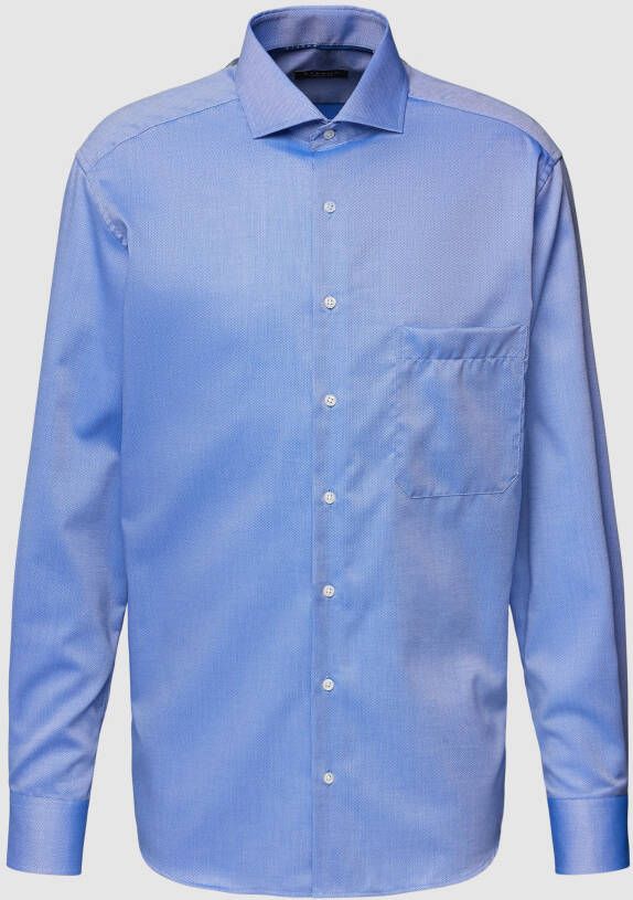 Eterna business overhemd Comfort Fit wijde fit blauw geprint katoen contrast knopen