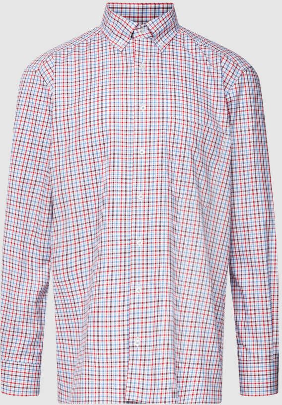 Eterna business overhemd Comfort Fit wijde fit rood geruit katoen