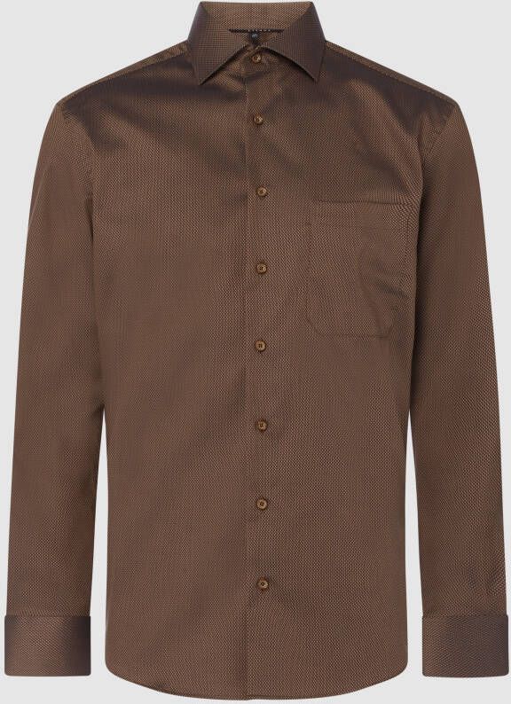 Eterna casual overhemd Comfort Fit wijde fit bruin geprint katoen