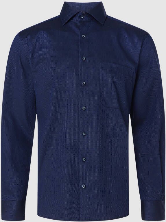 Eterna business overhemd Comfort Fit wijde fit donkerblauw geprint katoen