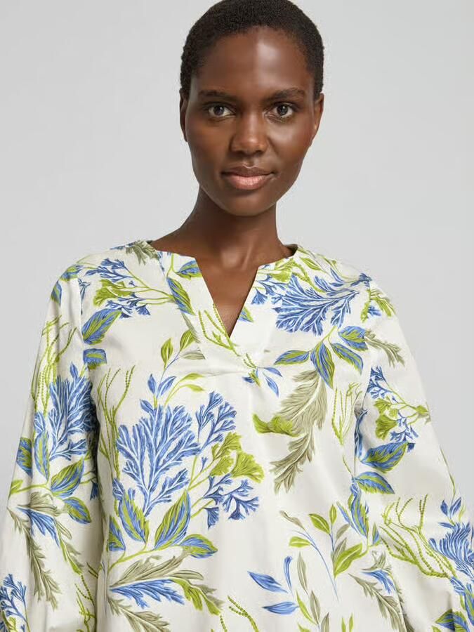 Eterna Blouse met 3 4-mouwen en tuniekkraag