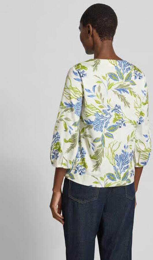 Eterna Blouse met 3 4-mouwen en tuniekkraag