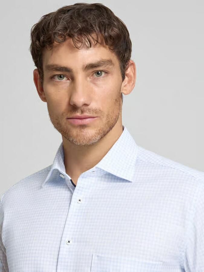 Eterna Comfort Fit zakelijk hemd van katoen met kentkraag