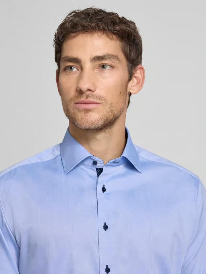Eterna overhemd korte mouw Modern Fit normale fit blauw effen katoen - Foto 5