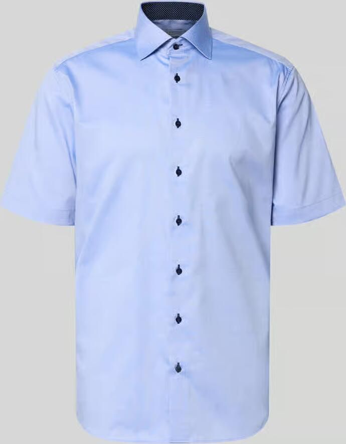Eterna overhemd korte mouw Modern Fit normale fit blauw effen katoen - Foto 4