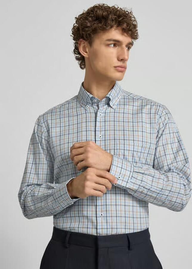 Eterna Regular fit zakelijk overhemd van katoen met button-downkraag
