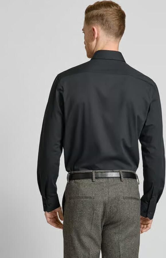 Eterna Regular fit zakelijk overhemd van popeline met stretch