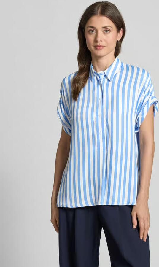 Eterna relaxed fit blouse met knoopsluiting en mouwen met omslag - Foto 4