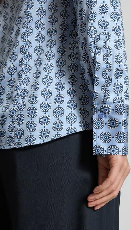 Eterna Slim fit blouse in all-over look met opstaande kraag - Foto 2