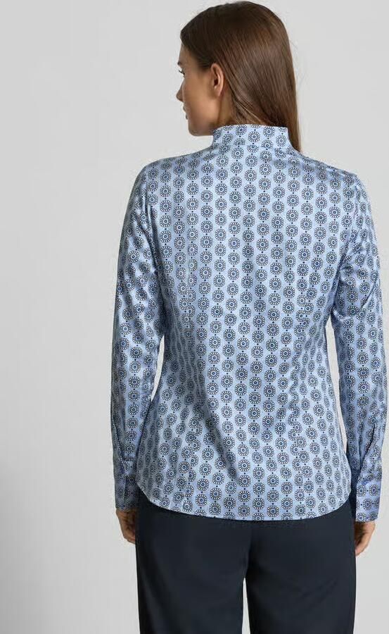 Eterna Slim fit blouse in all-over look met opstaande kraag - Foto 4