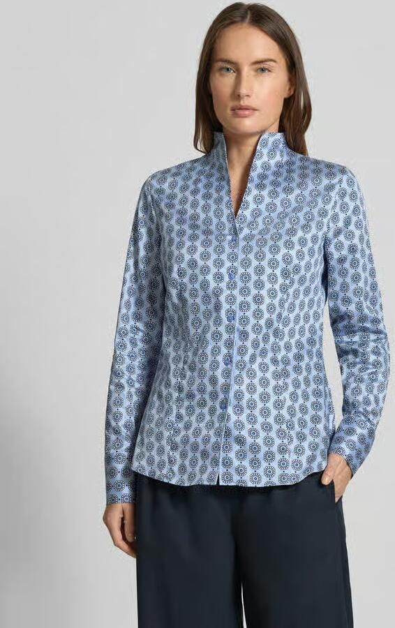 Eterna Slim fit blouse in all-over look met opstaande kraag - Foto 3