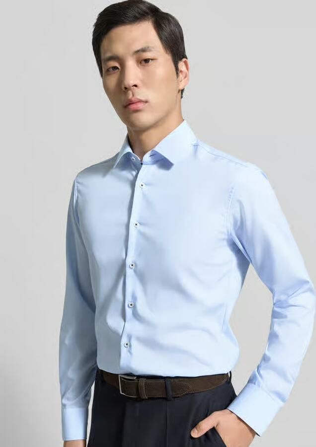 Eterna slim fit business overhemd van lyocellmix met kentkraag