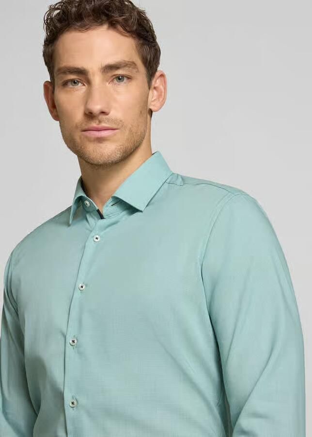 Eterna slim fit business overhemd van lyocellmix met kentkraag