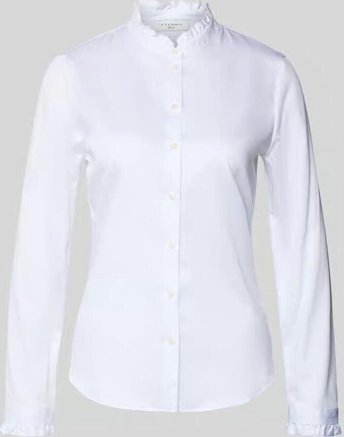 Eterna Slim fit overhemdblouse met opstaande kraag en ruches