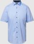 Eterna overhemd korte mouw Modern Fit normale fit blauw effen katoen - Thumbnail 2