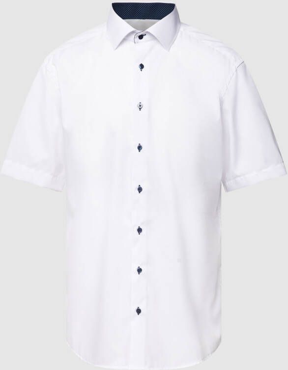 Eterna overhemd korte mouw Modern Fit normale fit wit effen katoen
