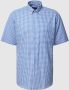 Eterna Blauw korte mouw zakelijk overhemd Blue Heren - Thumbnail 1