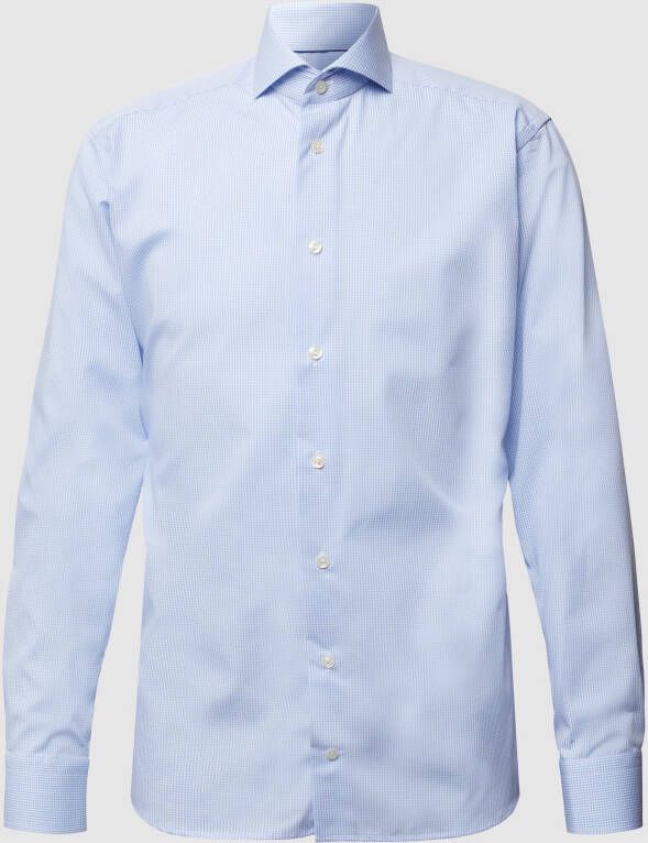 Eton business overhemd blauw gestreept katoen