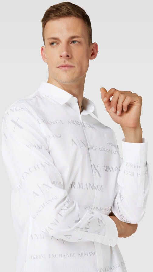 Armani Exchange Straight fit vrijetijdsoverhemd met all-over labelprint - Foto 2