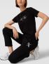 Armani Exchange Zwart Logo Versierd Katoenen T-Shirt Black Dames - Thumbnail 2